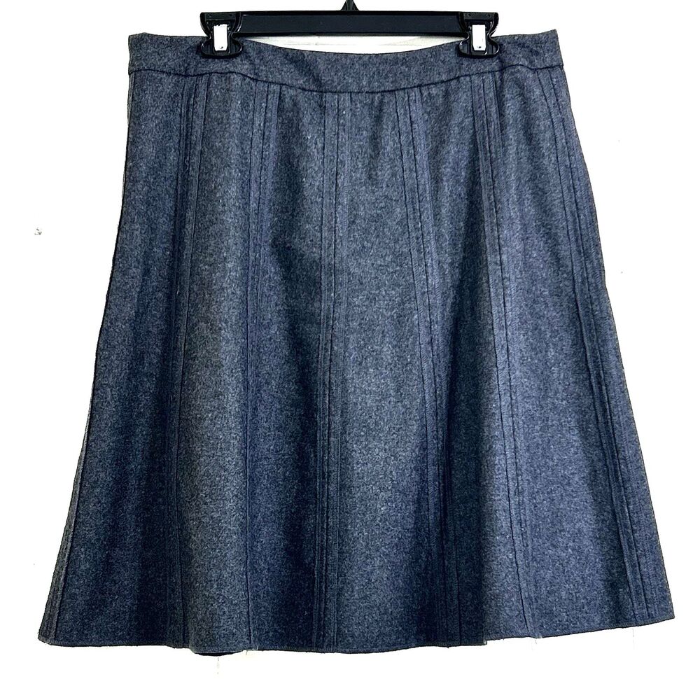Merona Women’s Wool Blend Flare Knee Skirt Size 12 Dark Grey Side Zip Pleated